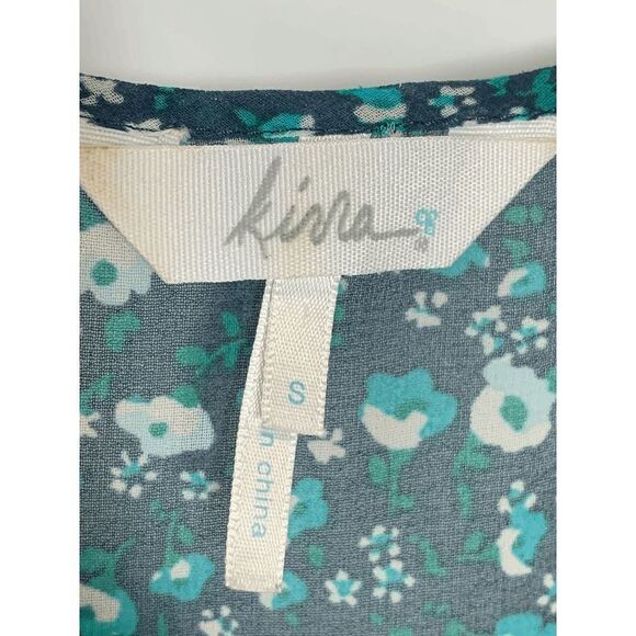 Kirra Women's Sleeveless Ditsy Floral Scoop Neck Sheer Peplum Blue Top Size S - Picture 5 of 8